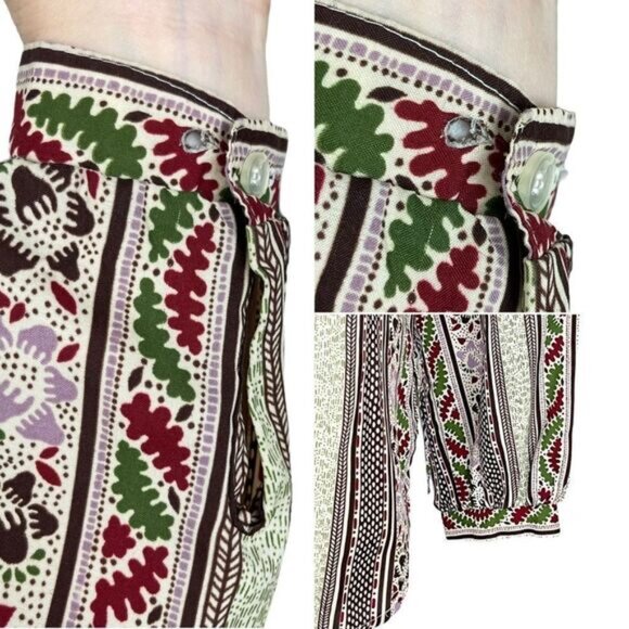 VINTAGE Retro Print Long Sleeve Button Down Top - Picture 15 of 15